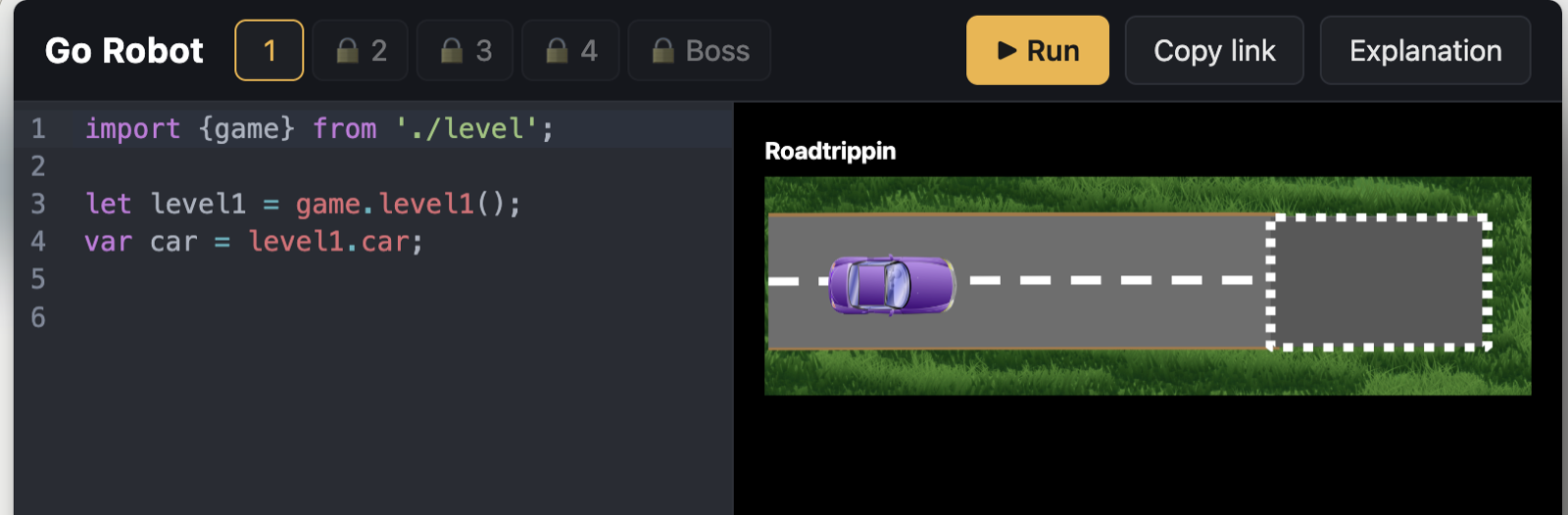 Screenshot of go robot